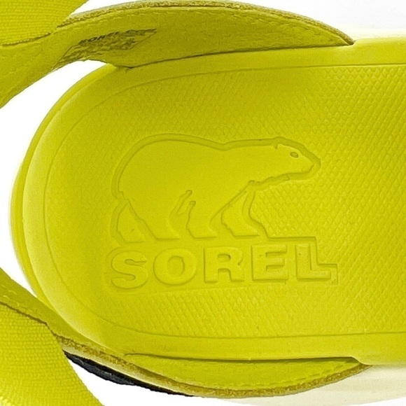 Sorel Explorer Blitz Wedge Sandal Women’s Size 9 Bolt Yellow/Green Leather New - Picture 9 of 13